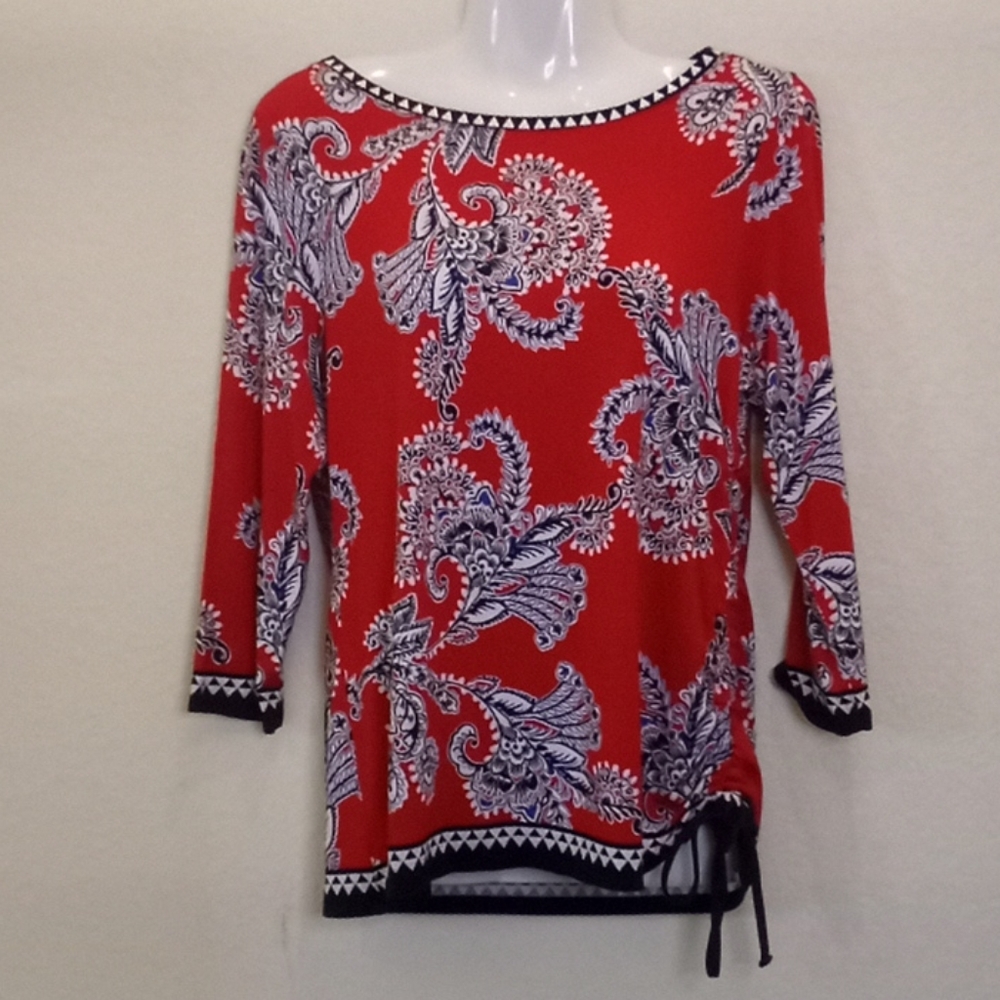 Ruby Rd. Floral Jersey Ruched Tunic - Picture 6 of 13